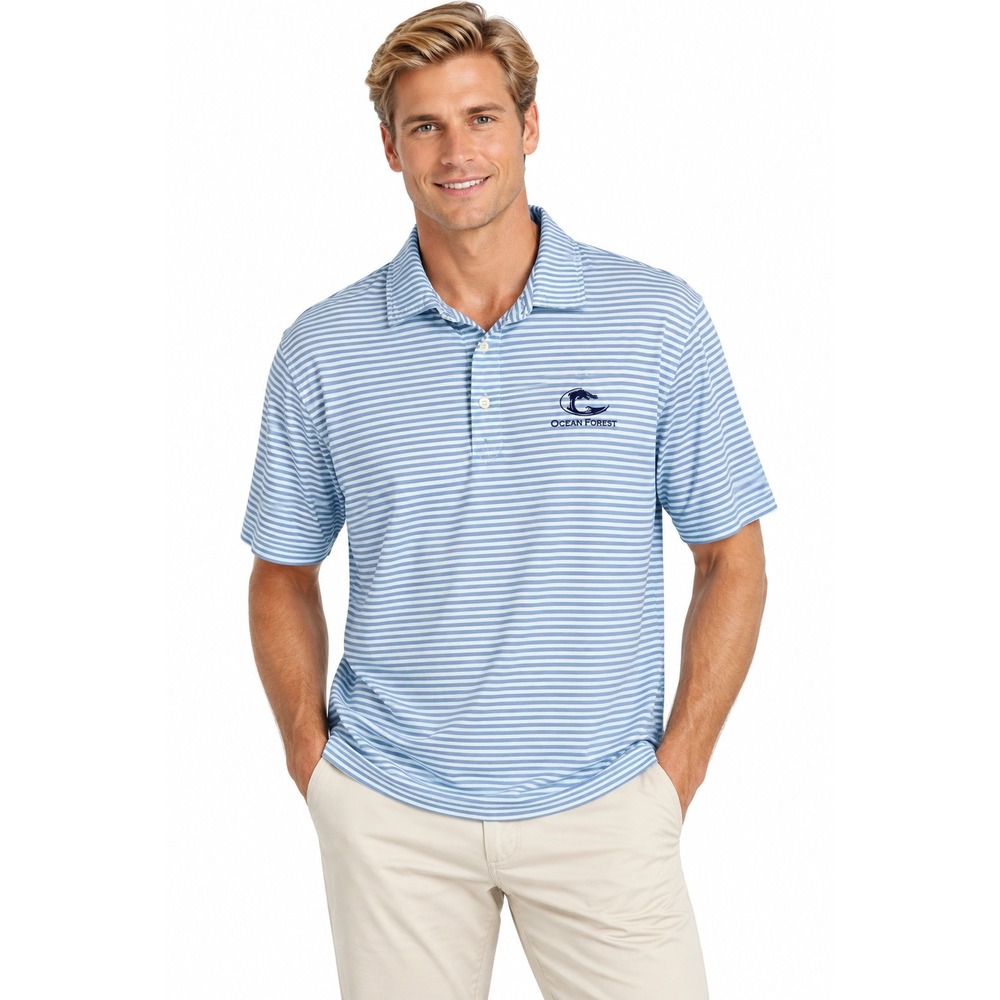 Peter Millar Polo M Seaside Ocean Forest Striped Preppy Golf Club Coastal